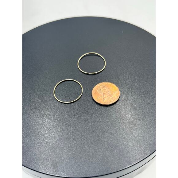 Designer Signed 14K Yellow Gold Continuous Endless Dainty Hoop Earrings 20mm - Picture 6 of 13